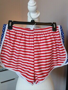 Patriotic USA Flag Swim Shorts Sz L Krass & Co